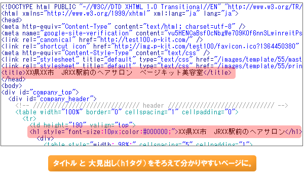 titleタグとh1タグ